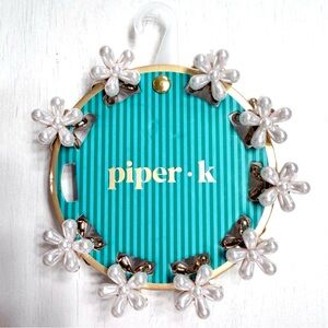 Piper K mini pearl flower hair claw clips set / metal / NEW with tags
